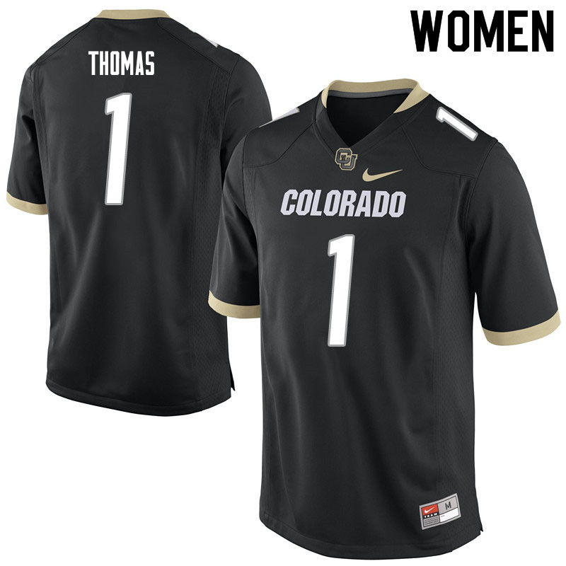 Women #1 Guy Thomas Colorado Buffaloes College Football Jerseys Sale-Black - Click Image to Close